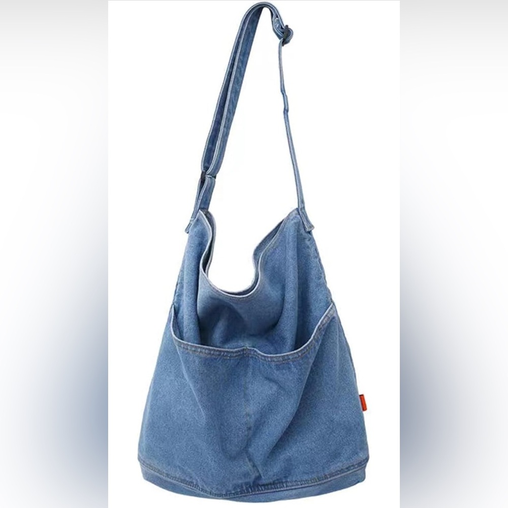ROUROU Denim Shoulder Bag - Women's Hobo Tote Canvas Crossbody Bag -